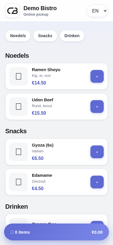 Guest ordering on mobile